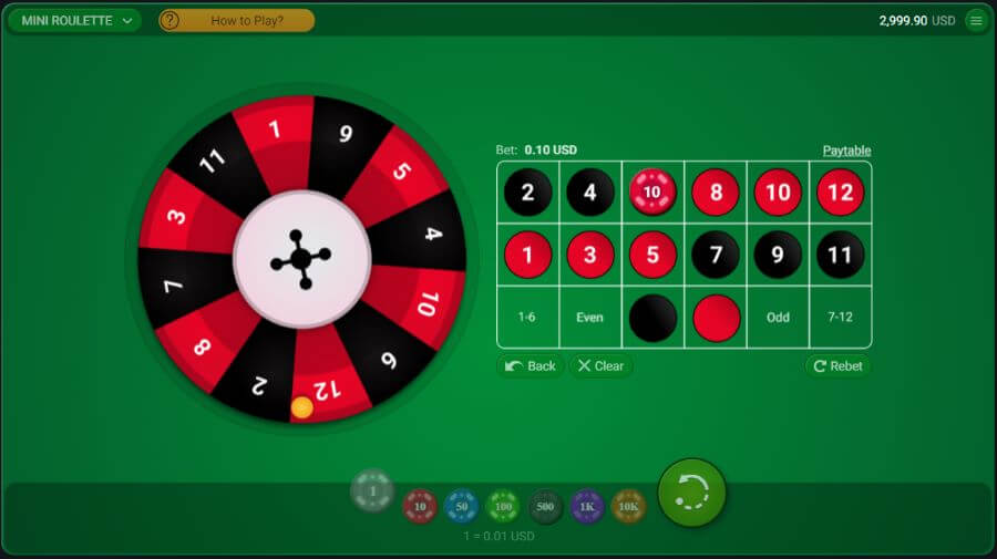 Spribe kaszinók mini roulette játék